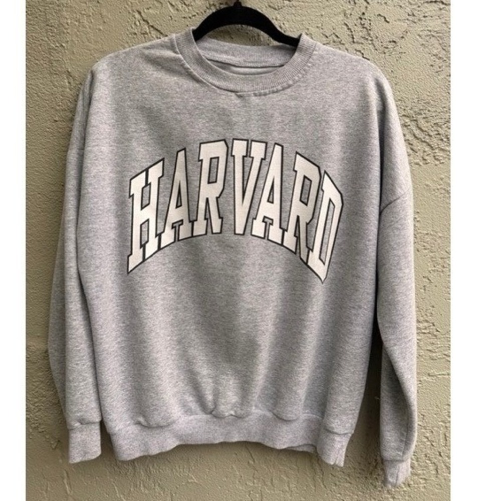 Harvard University Crewneck Gray Sweatshirt LARGE Collegiate Preppy Academic